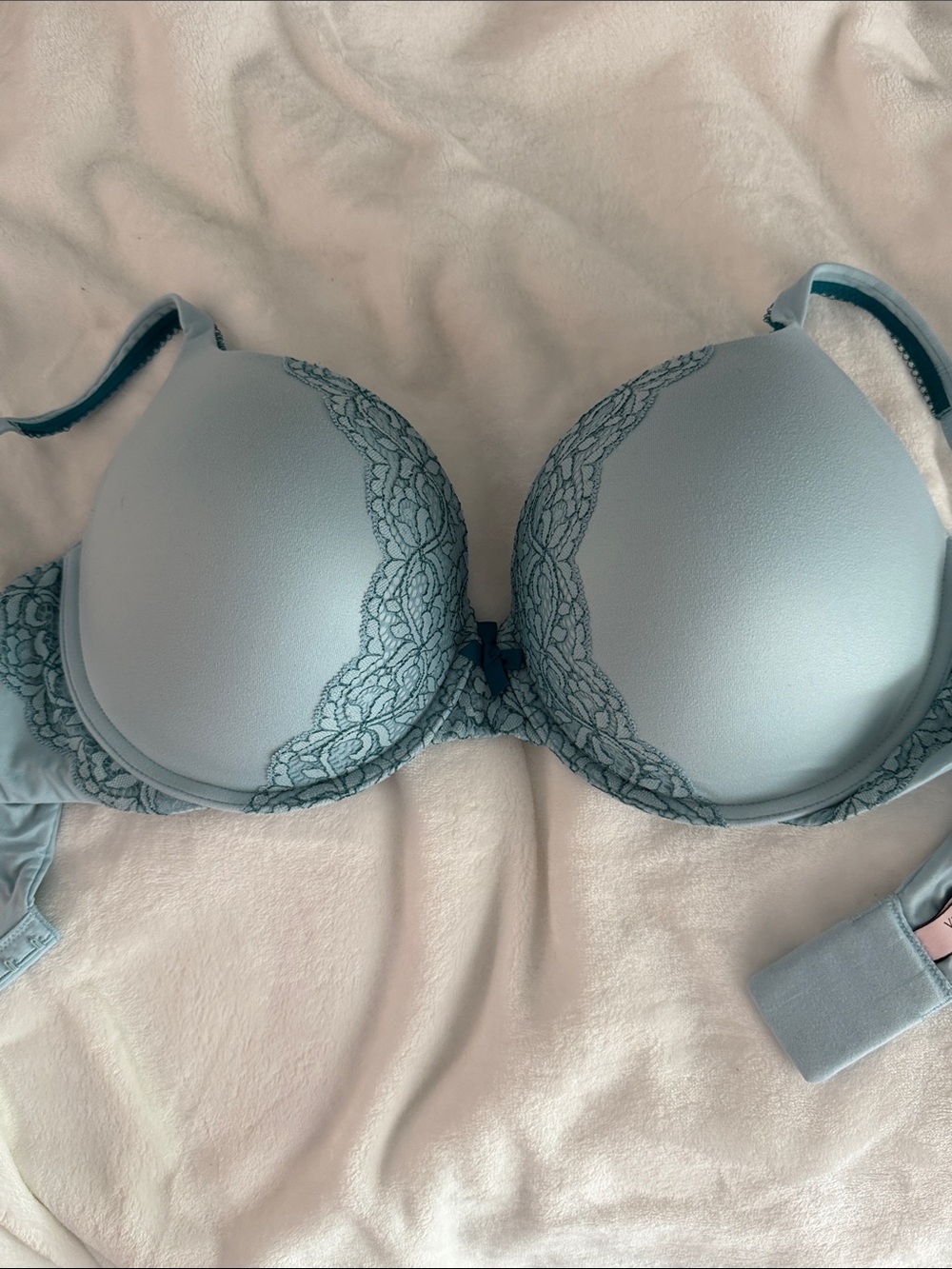 Victoria's Secret Light Blue Lace-Trim Push-Up Body by Victoria bra